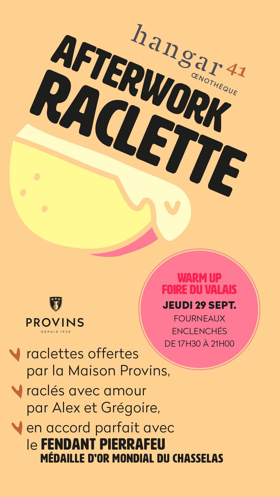 29.09.22 – Dès 17:30 Afterwork Raclette